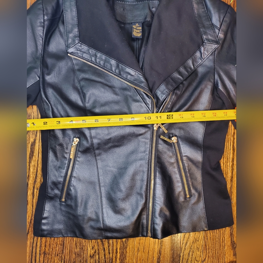 Iman Black Leather Motorcycle Jacket Women's - Picture 7 of 11